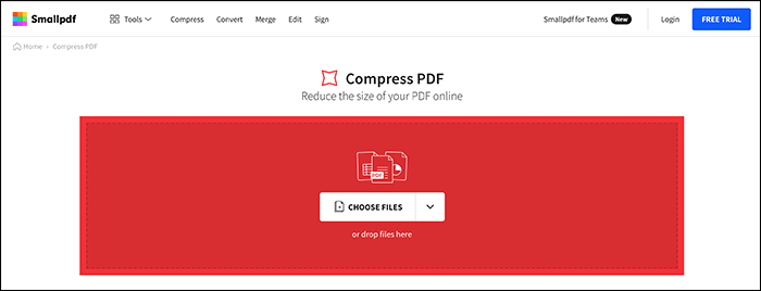 Reduce PDF file size online with SmallPDF