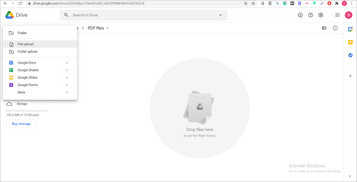 Upload PDF file