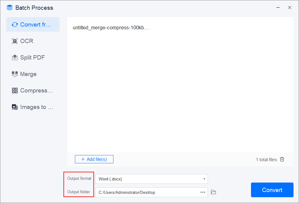 Choose Output Format and Folder