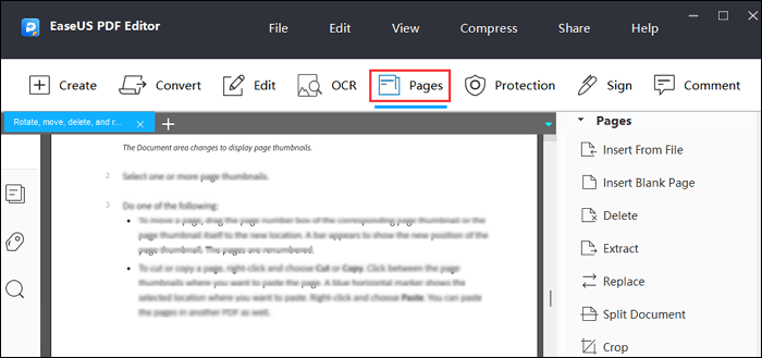 Click Pages from the Menu