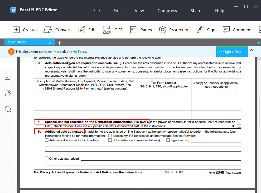 Form 2848 Instructions How To Fill Out Form 2848 Easeus 9993