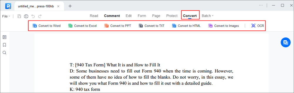 Convert PDF to Other Formats