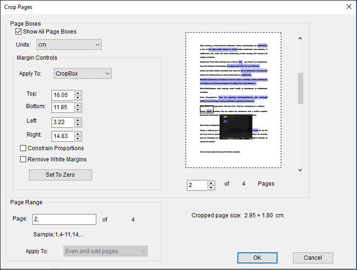 EaseUS PDF Editor Change PDF Size by Cropping