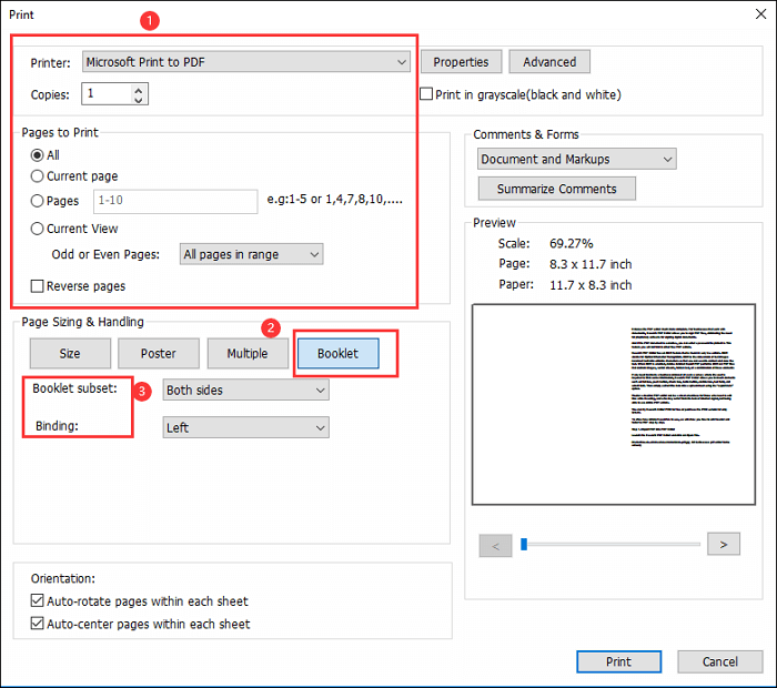 having trouble printing booklets word 2010