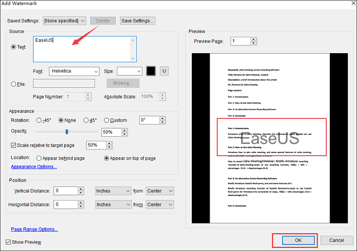 watermark settings